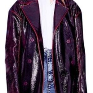 Tibi Patent glossy brown red leather trenchcoat